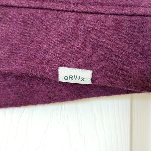 Orvis Classic Fleece Lined Oversized Pullover Crewneck Sweatshirt Plum Purple XS - Picture 7 of 13